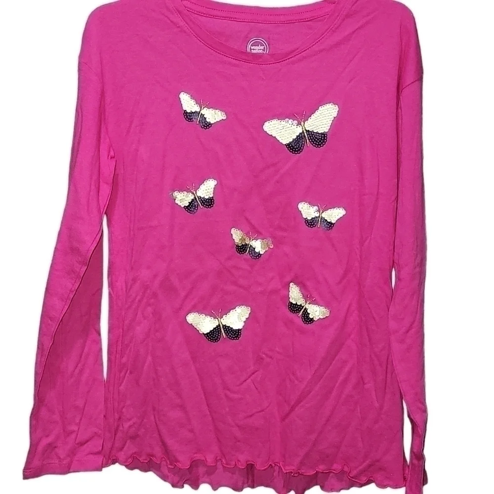 5/$25 Wonder Nation size large pink long sleeve butterfly shirt